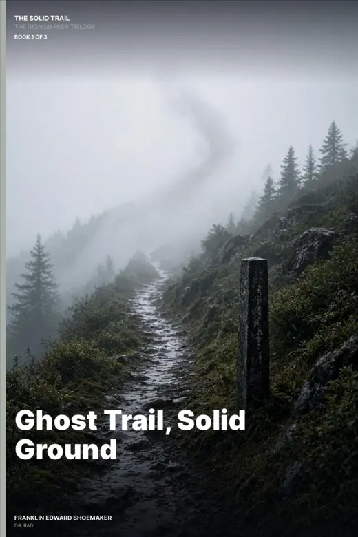 Cover of Ghost Trail, Solid Ground: a misty ridge trail winding into fog