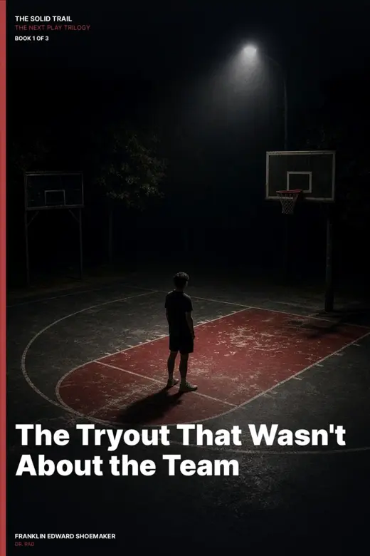 Cover of The Tryout That Wasn't About the Team: a lone player on a night basketball court under a single light